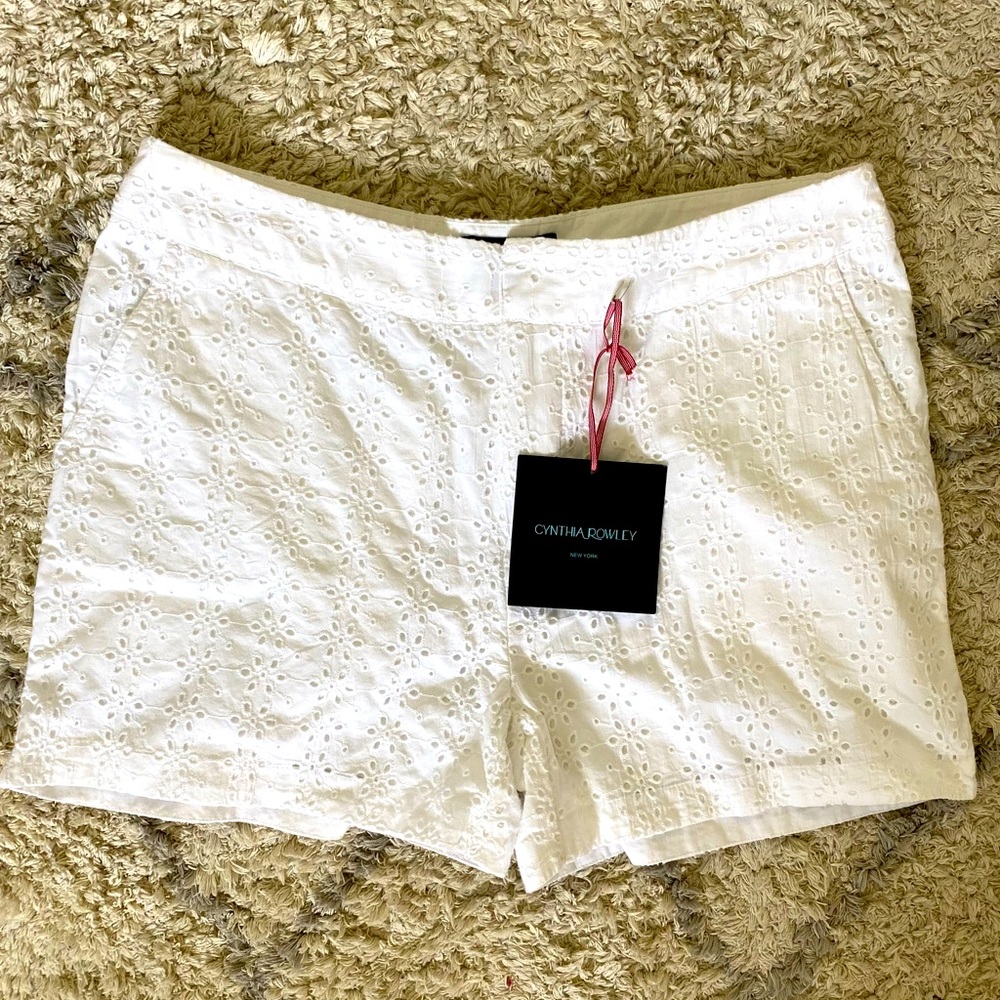 Cynthia Rowley white eyelet shorts, size 6. NWOT